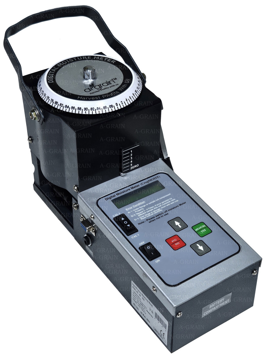 An image of the AGRAIN Agro Digital Moisture Meter (AB-1020), a specialized tool for precise moisture measurement in agricultural products. The meter features a digital display and intuitive controls, facilitating easy operation and accurate readings